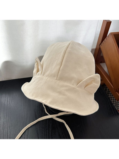 Haila - Solid Color Cat Ear Short Brim Bucket Hat
