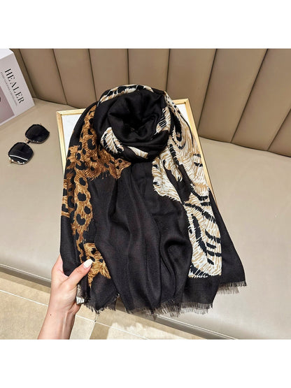 Scarvii - Tiger and Cheetah Pattern Lightweight Wrap Scarf