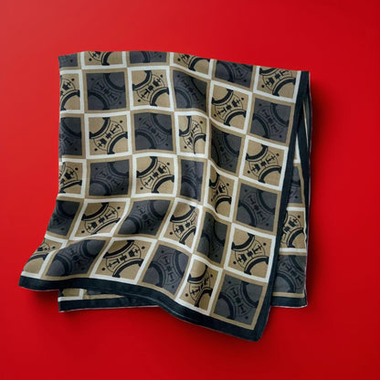 Scarvii - Letter Print Checkered Scarf