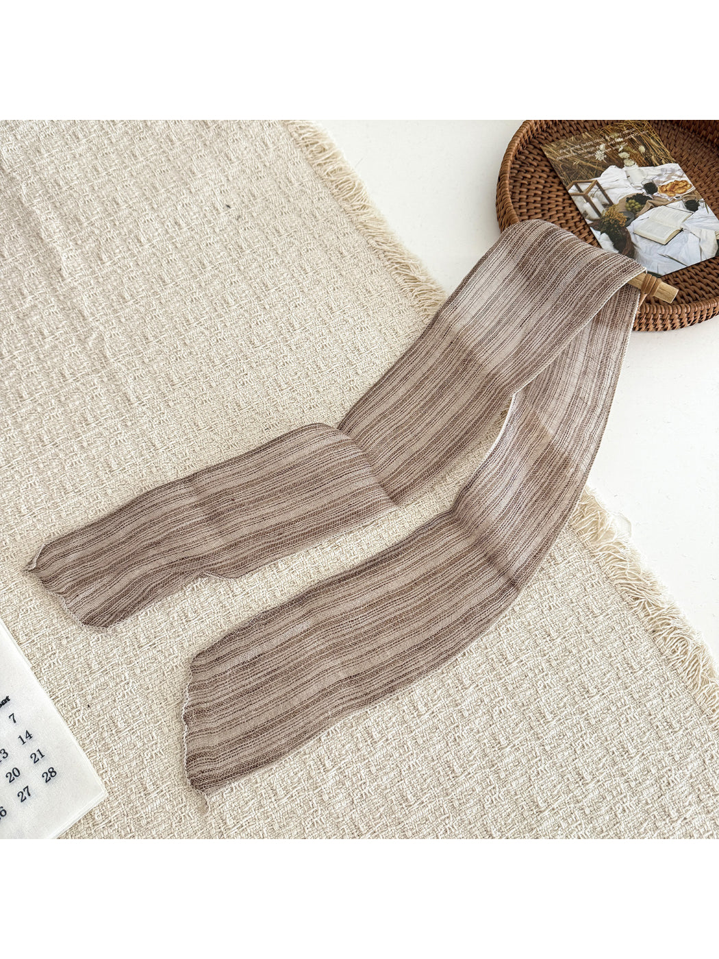 Scarvii - Plaid Sheer Skinny Scarf