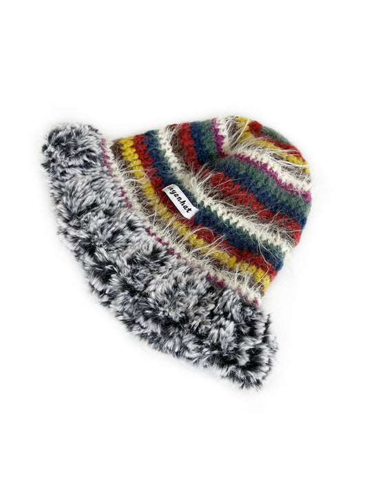 Haila - Fuzzy Striped Crochet Beanie