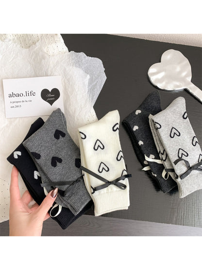 Rufia - Classic Heart Print Crew Socks