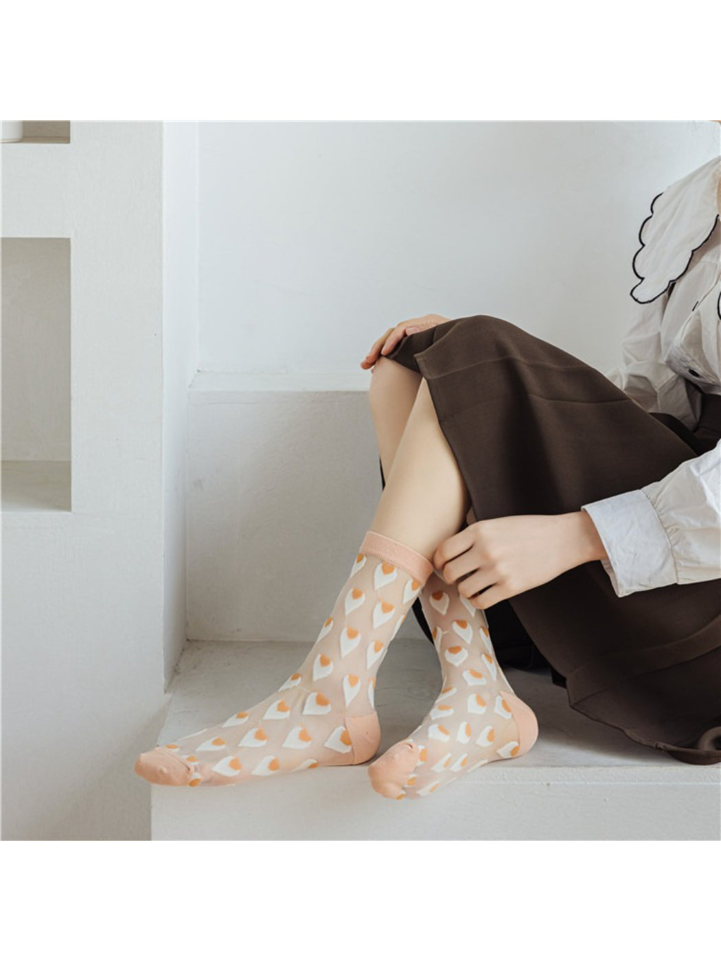 Rufia - Heart Pattern Sheer Socks