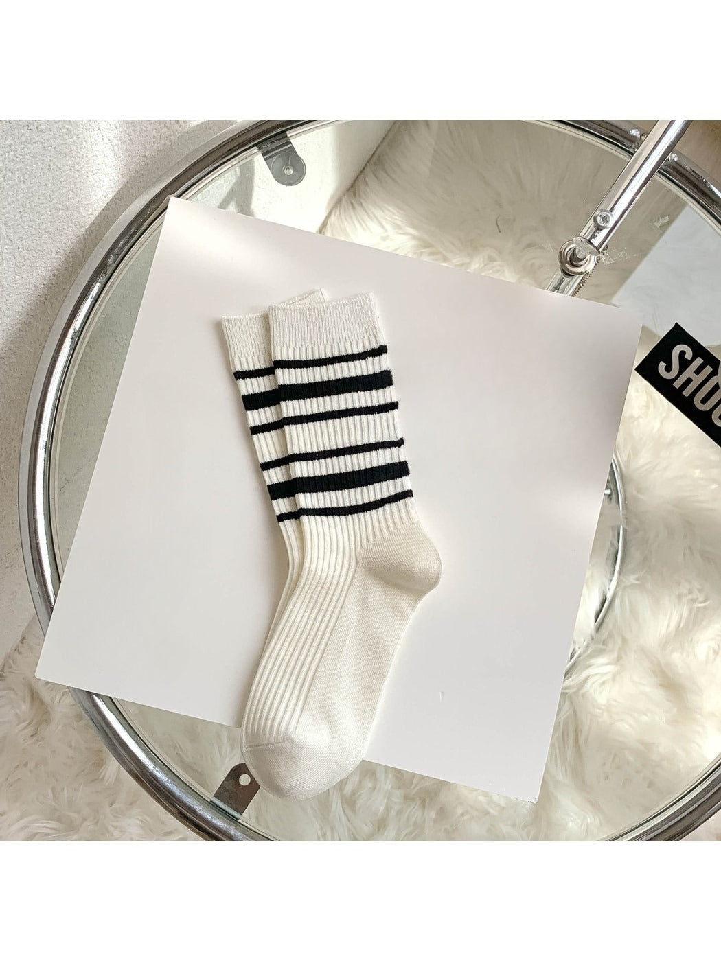 Rufia - Classic Stripe Ribbed Crew Socks