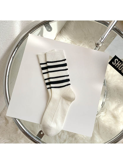 Rufia - Classic Stripe Ribbed Crew Socks