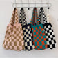 Cosbai – Knitted Checkered Tote Bag