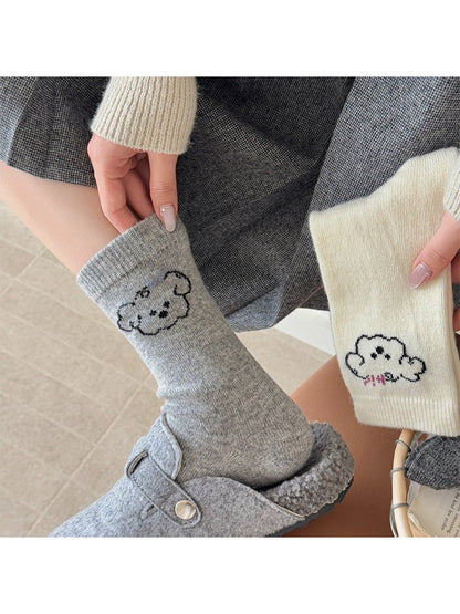 Rufia - Cute Bear Face Crew Socks