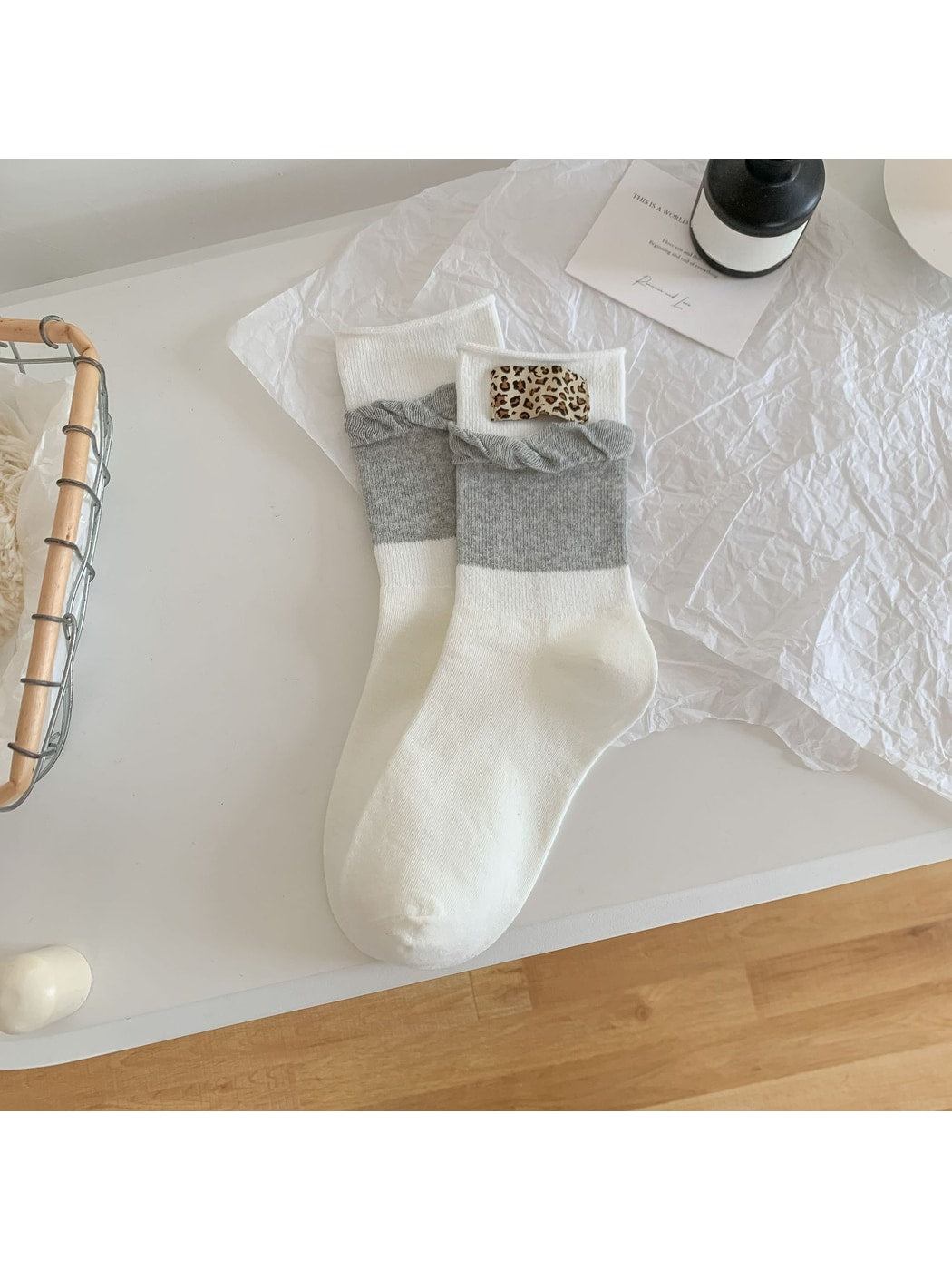 Rufia - Leopard Color Block Crew Socks