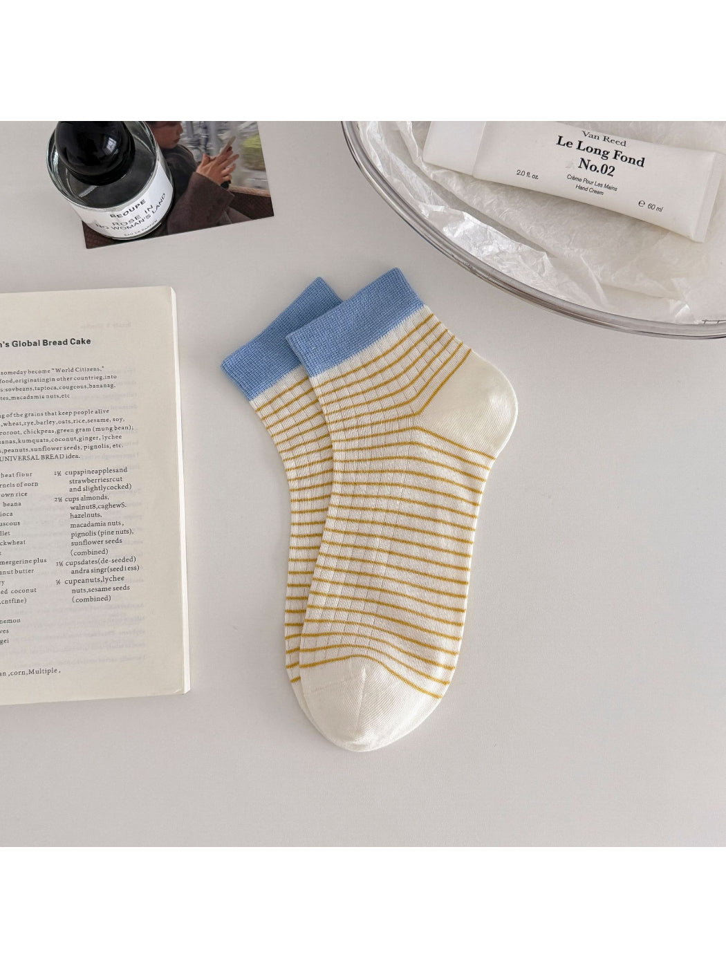 Rufia Mesh Stripe Color Block No Show Socks color options