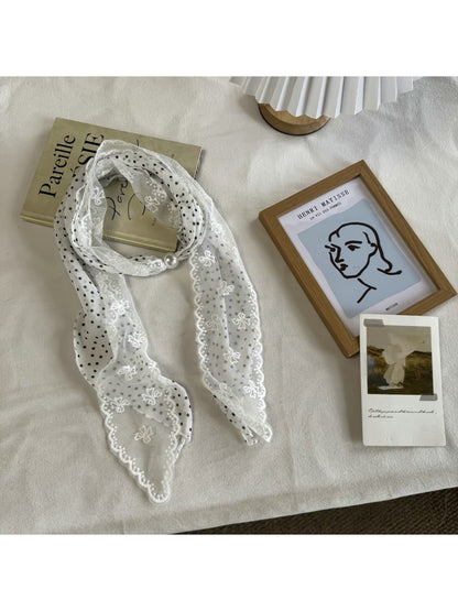 Scarvii - Muted Lace Polka Dots Pattern Scarf