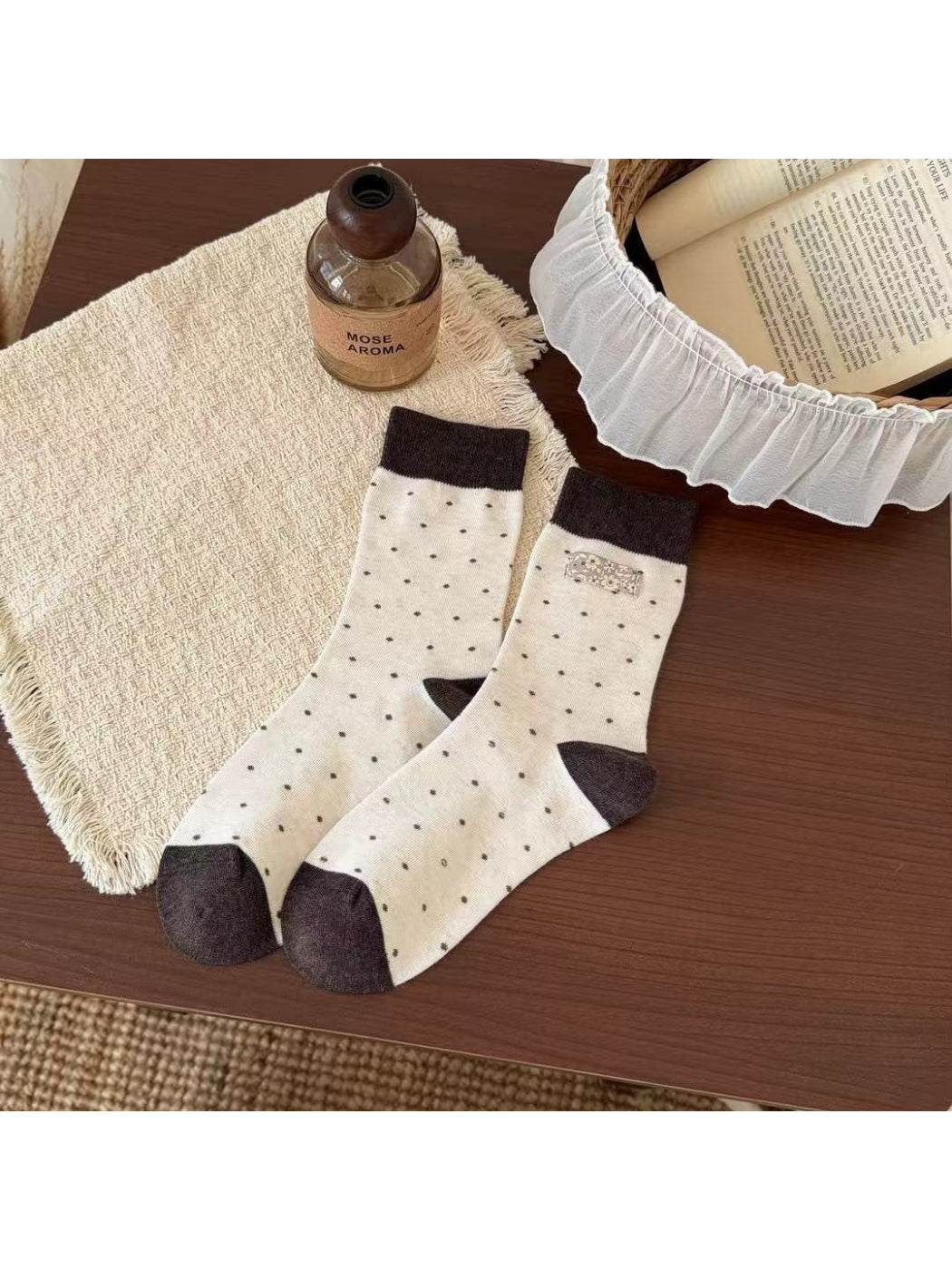 Rufia - Patterned Ribbed Cuff Crew Socks