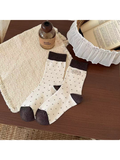 Rufia - Patterned Ribbed Cuff Crew Socks