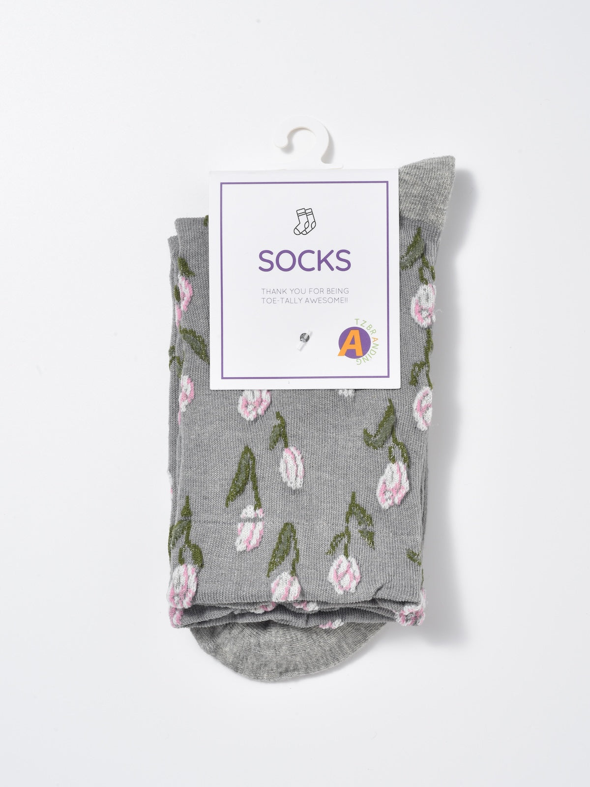 Rufia - Embossed Tulip Pattern Mid-Calf Socks