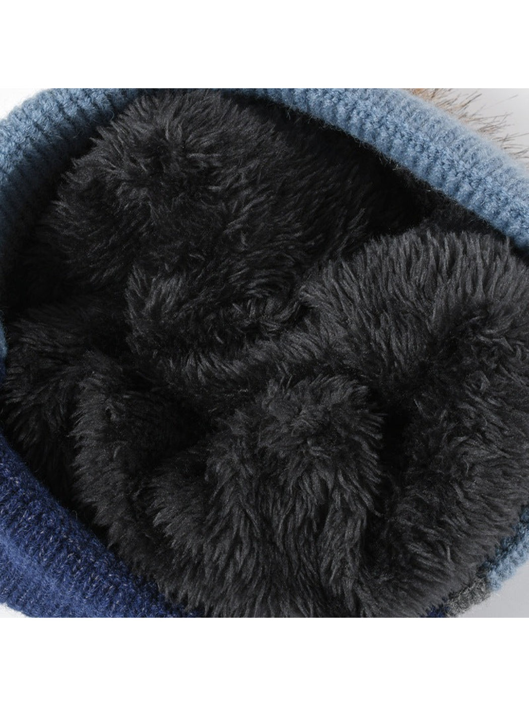 Haila - Colorblock Plush Lined Pom Knit Beanie