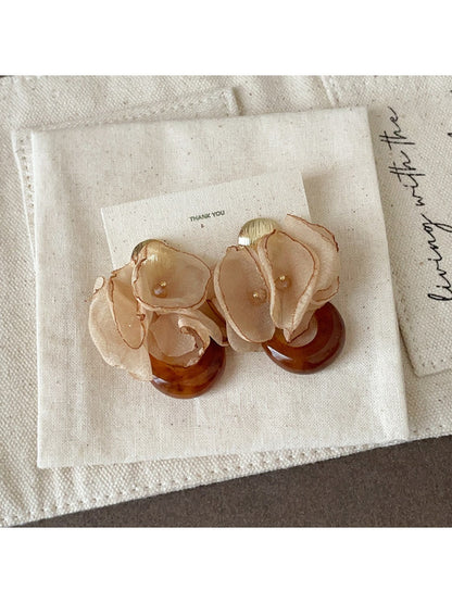 Earwish - Chiffon Flower Shaped Chic Earrings