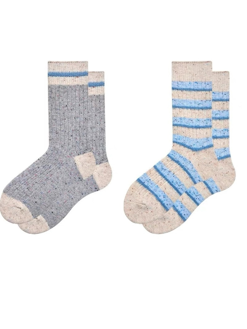 Rufia - Striped Contrast Trim Casual Crew Socks