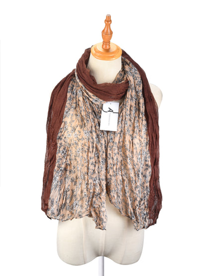 Scarvii - Lightweight Floral Pattern Ruched Scarf