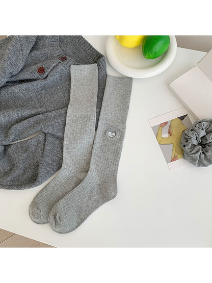 Rufia - Ribbed Heart Detail Casual Mid-Calf Socks