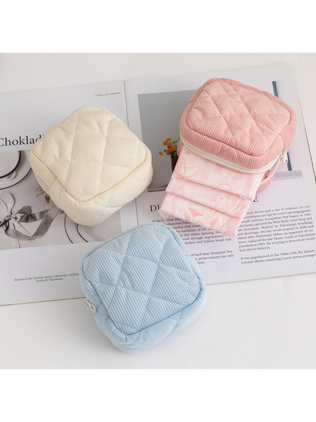 Cosbai - Portable Quilted Zipper Storage Bag