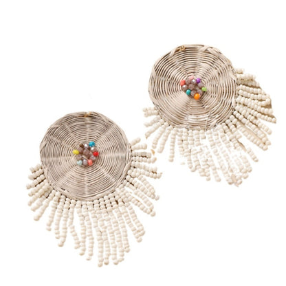 Earwish - Boho Woven Beaded Fringe Earrings - Vintage & Special