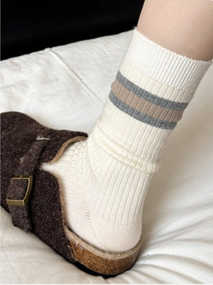 Rufia - Warm Breathable Mid-Calf Striped Socks