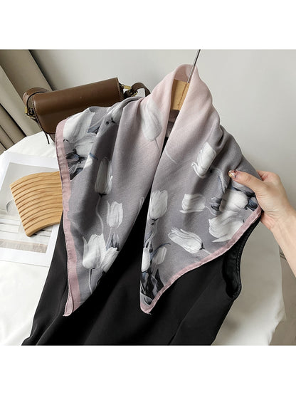 Scarvii - Fashion Floral Print Square Scarf