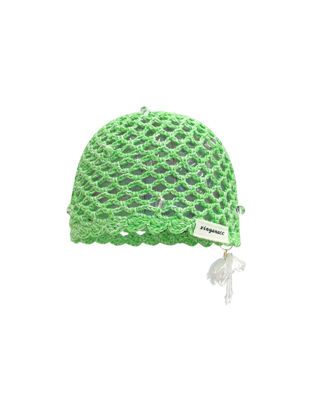 Haila - Solid Color Foldable Hollow Out Knit Beanie