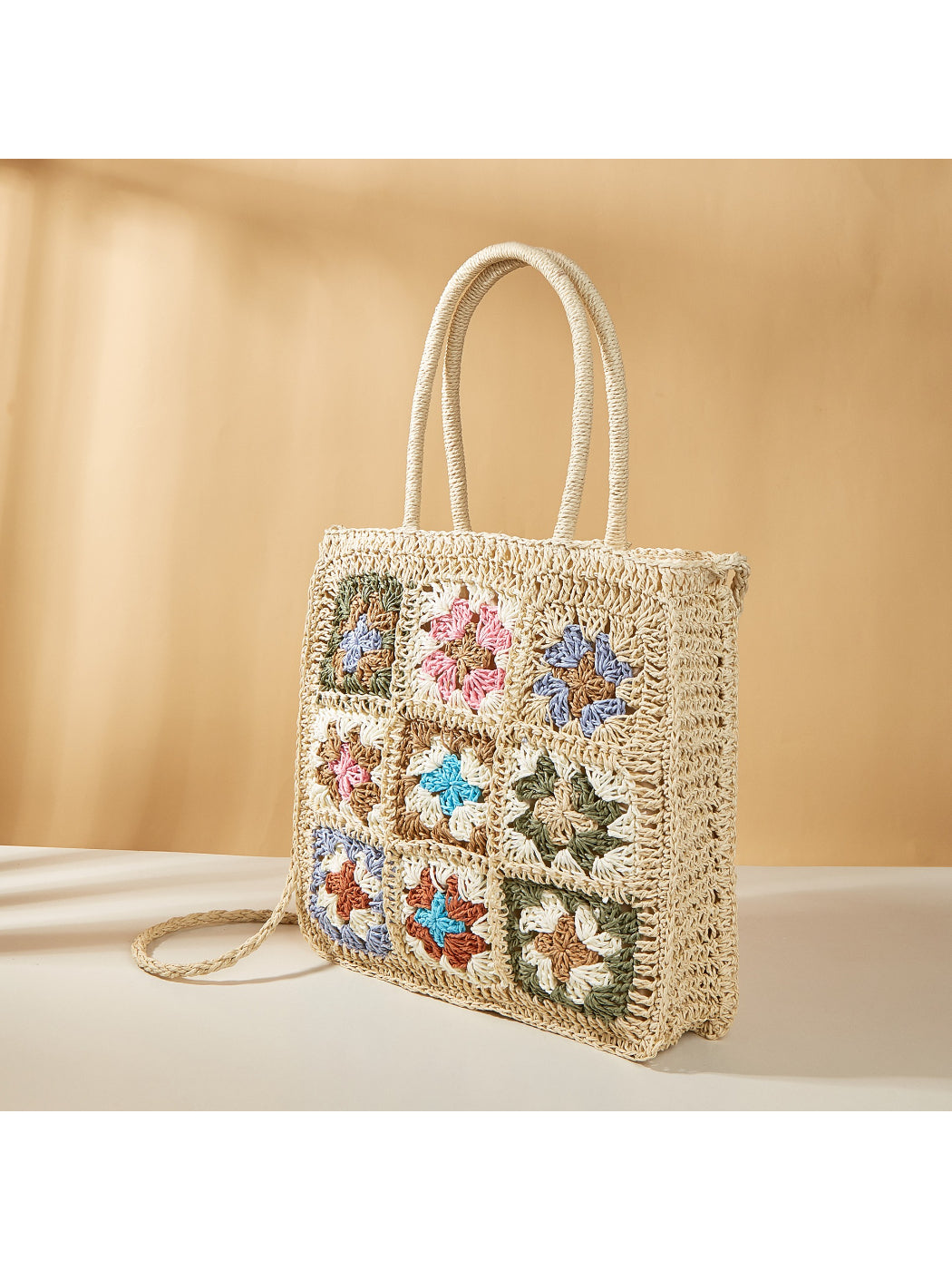 Cosbai Boho Woven Flower Tote Bag product image