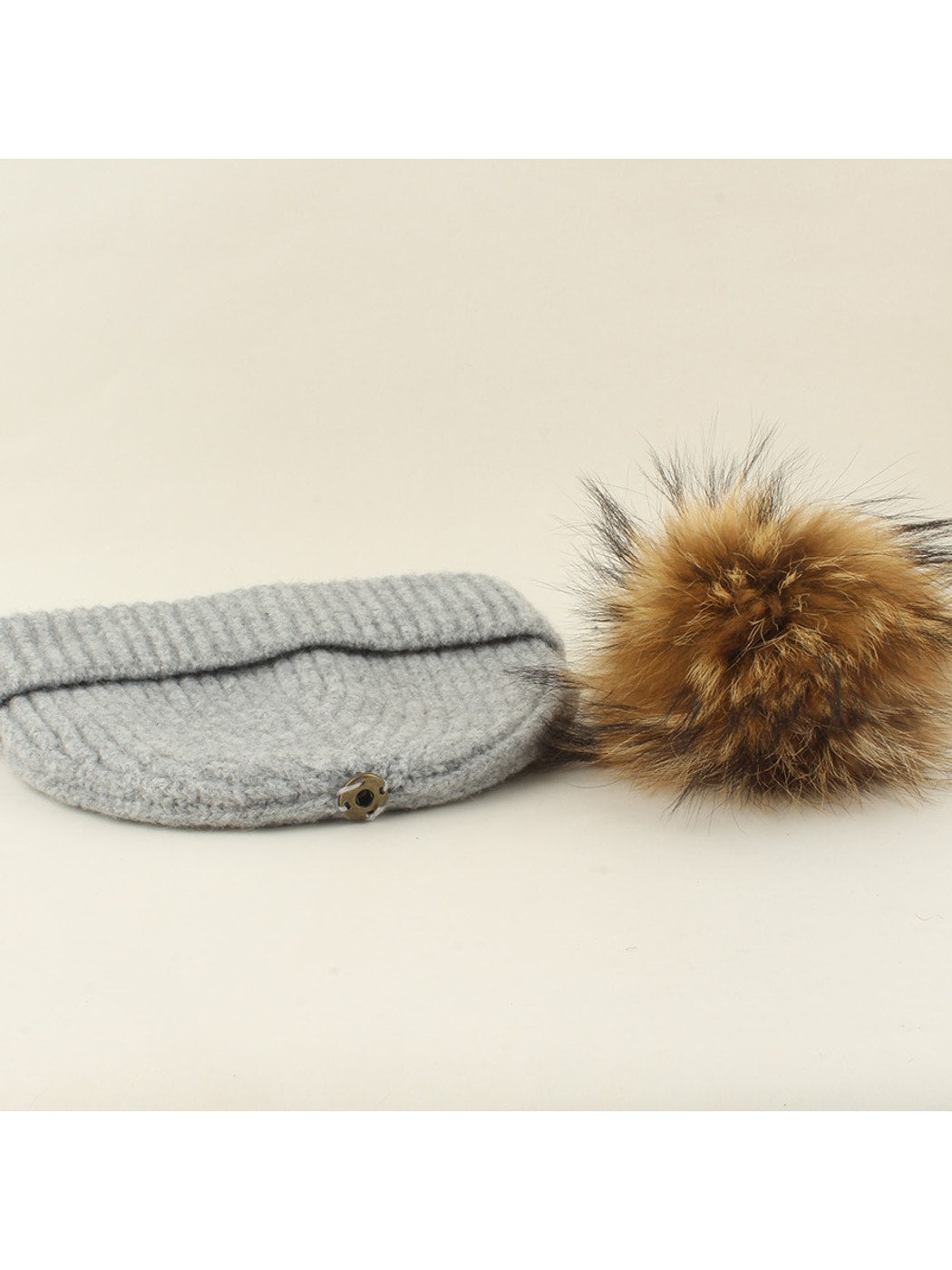 Haila - Brimless Ribbed Pom Pom Winter Knit Beanie