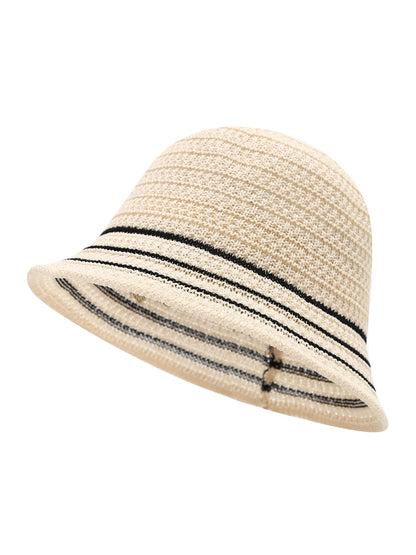 Haila - Striped Trim Round Crown Bucket Hat