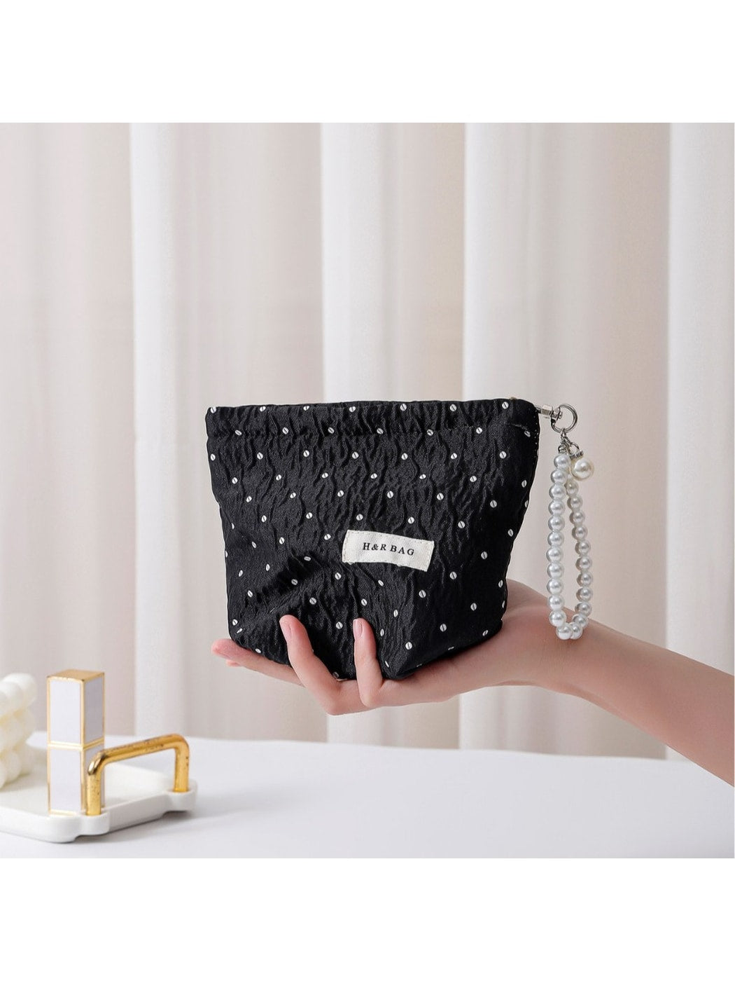 Cosbai - Polka Dot Makeup Bag Travel Storage Pouch Bag