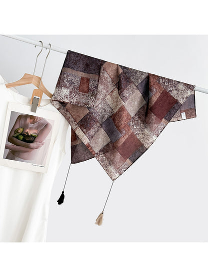 Scarvii - Elegant Print Tassel Square Scarf