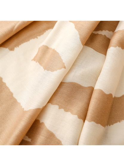 Scarvii - Modern Stripe Print Tassel Scarf
