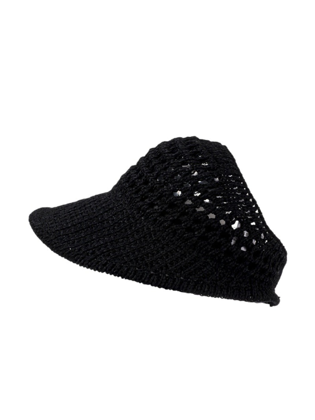 Close-up of Haila sun hat knit pattern and wide brim edge in beige color