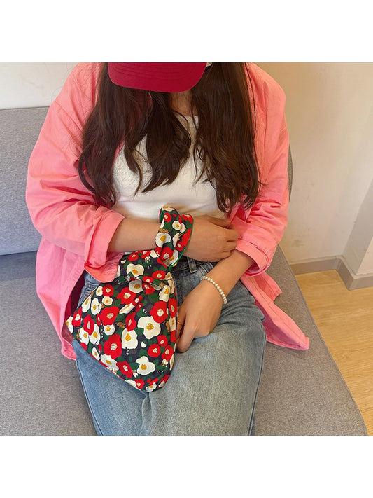 Cosbai - Cute Floral and Cats Print Handbag