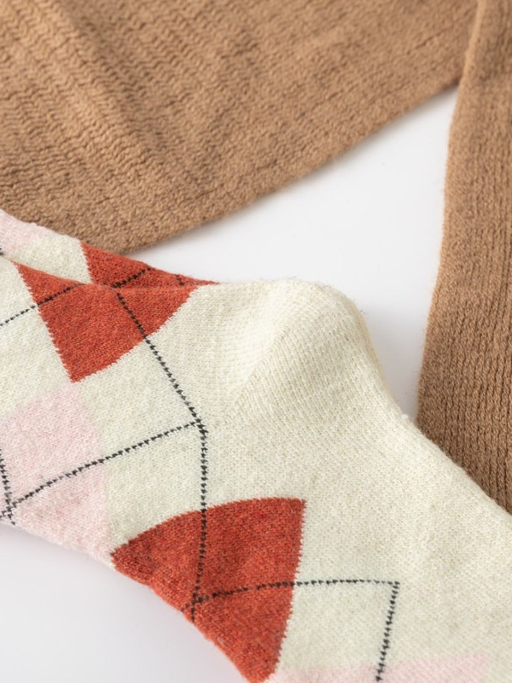 Rufia - Retro Plaid Thick Mid-Calf Winter Socks - 5 Pairs/Pack