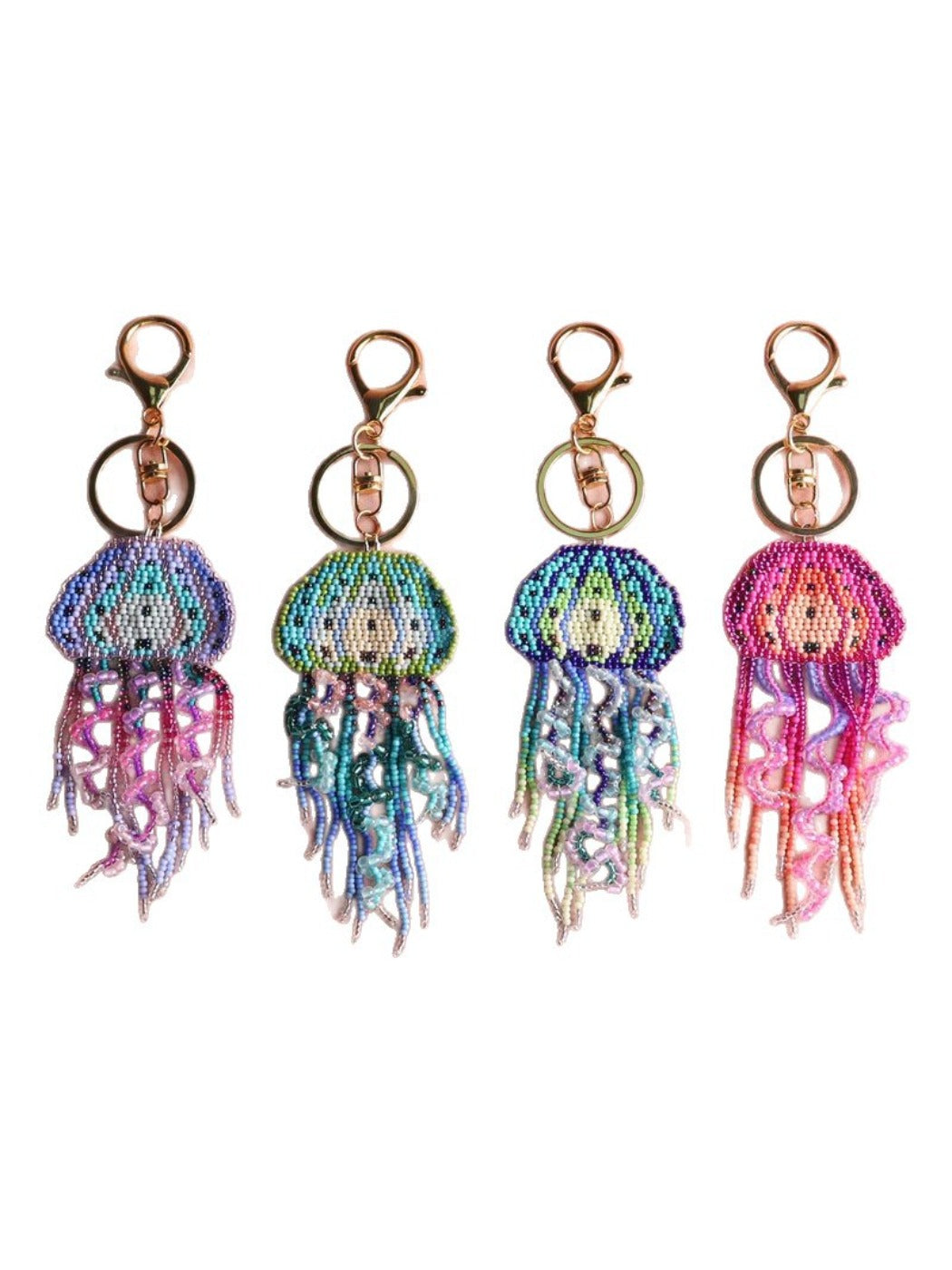 Koco Beaded Jellyfish Tassel Keychain Charm with tassel detail