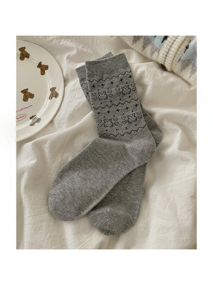 Rufia - Sweet Bear Heart Pattern Crew Socks product image 6