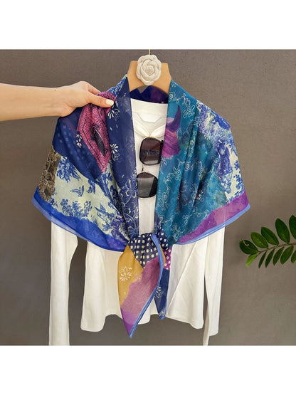 Scarvii - Botanical Patchwork Printed Square Scarf