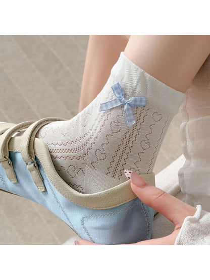 Rufia - White Decorative Bow Crew Socks