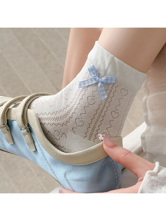 Rufia - White Decorative Bow Crew Socks