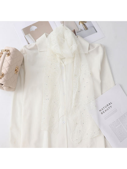 Scarvii - Elegant Lace Detail Long Scarf