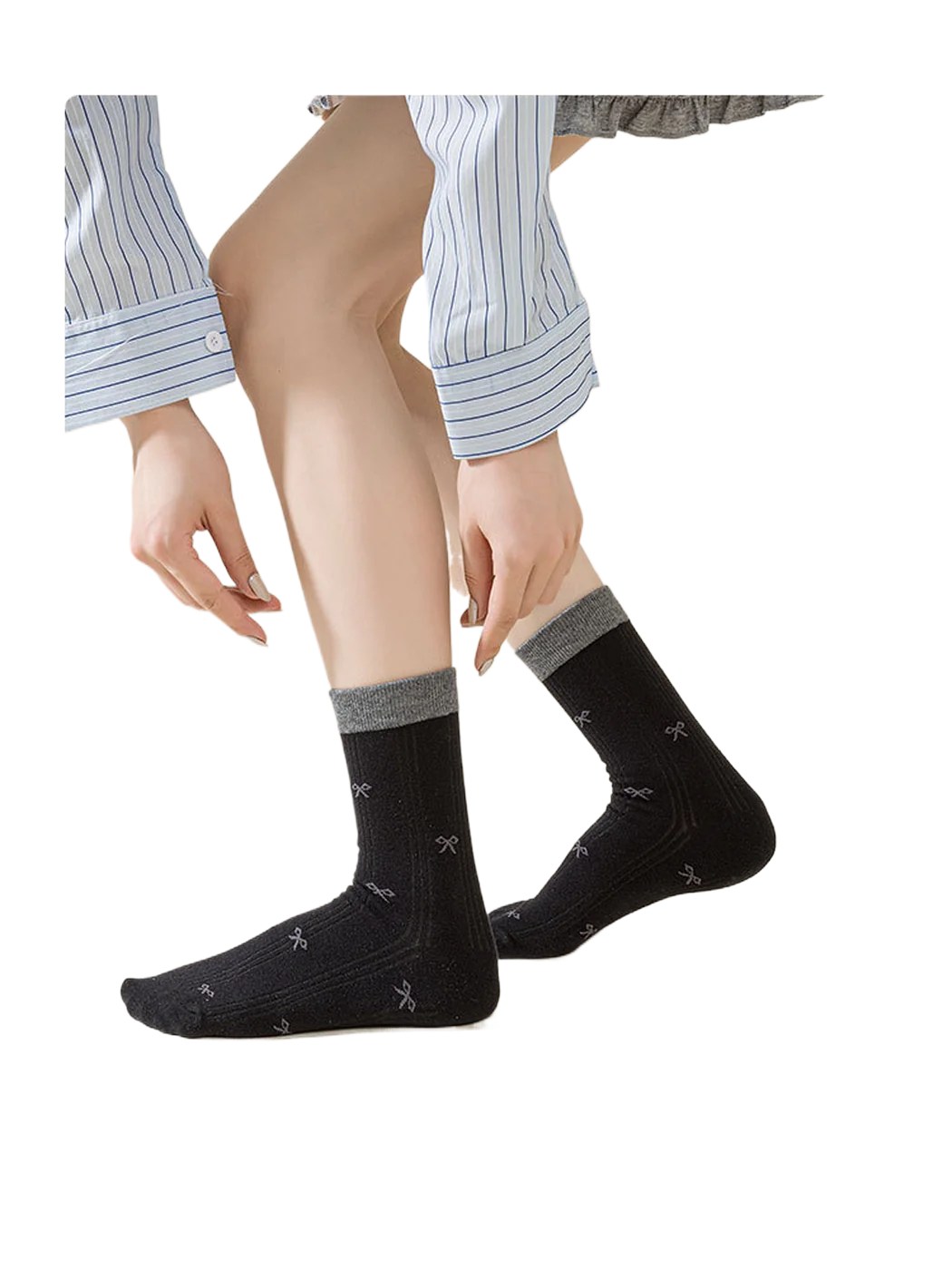 Rufia - Tiny Bow Ribbed Crew Socks
