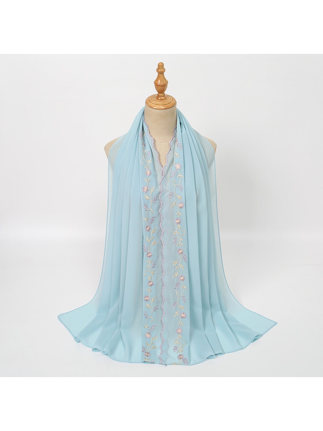 Scarvii - Embroidered Floral Edge Summer Wrap Scarf