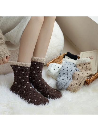 Rufia - Small Dot Pattern Contrast Cuff Socks
