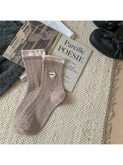 Rufia - Ribbed Heart Patch Classic Crew Socks product image 6