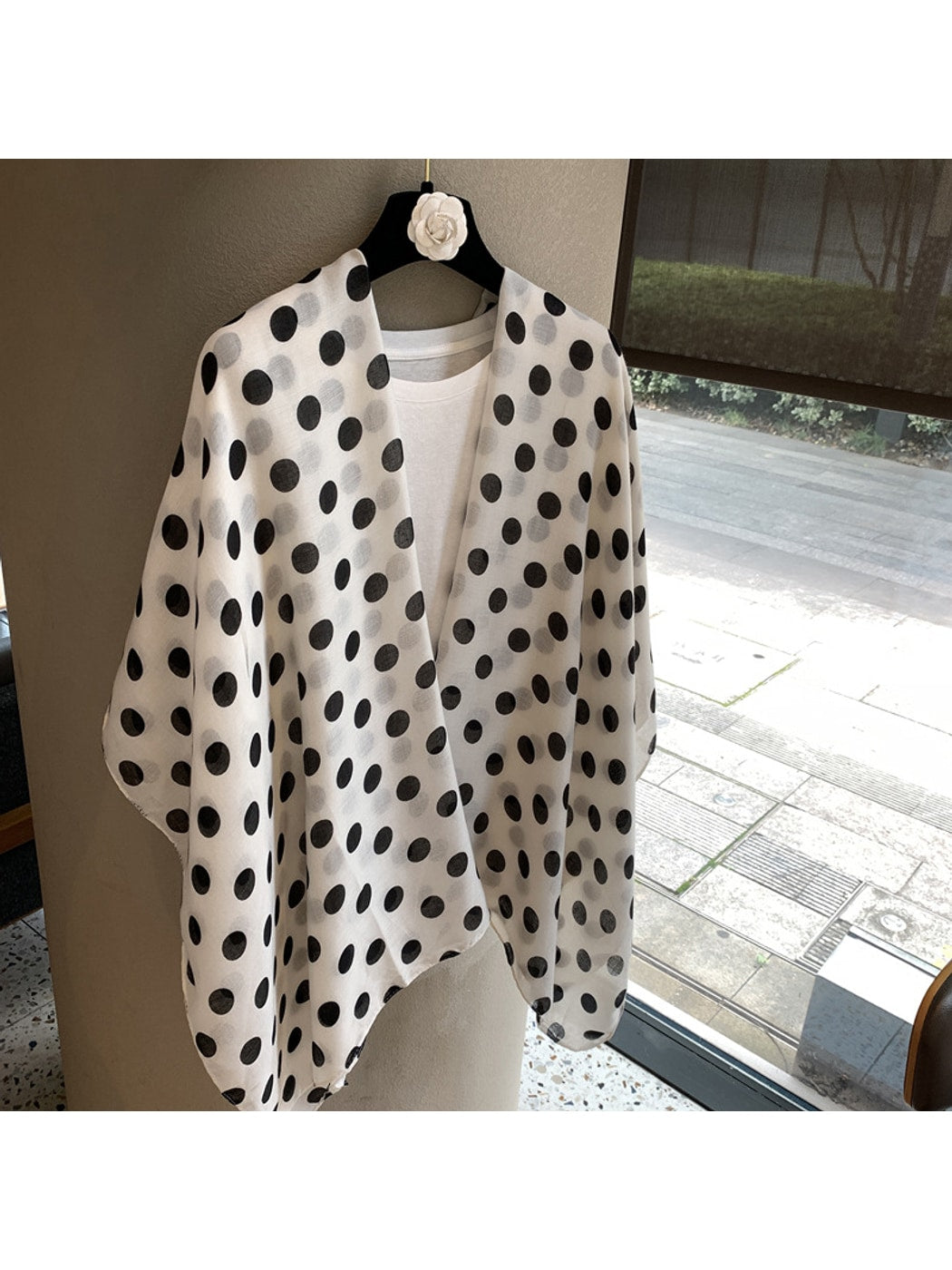 Scarvii - Elegant Polka Dot Print Shawl Scarf