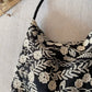 Cosbai - Embroidered Flower Shoulder Tote Bag - Basic & Simple