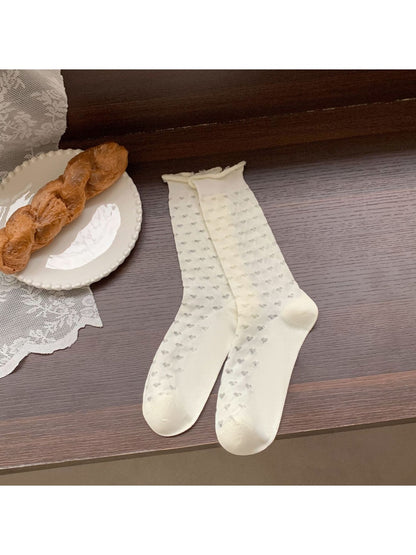 Rufia - Women's Geometric Patterns White Crew Socks