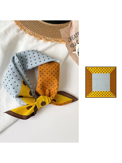 Scarvii - Polka Dot Color-Blocked Border Scarf